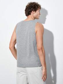 GENTILAND Men Solid Color Knitted Casual Tank Top For Summer