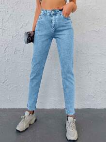 Cloudara Zipper Fly Tapered Jeans - Light Wash - View 3