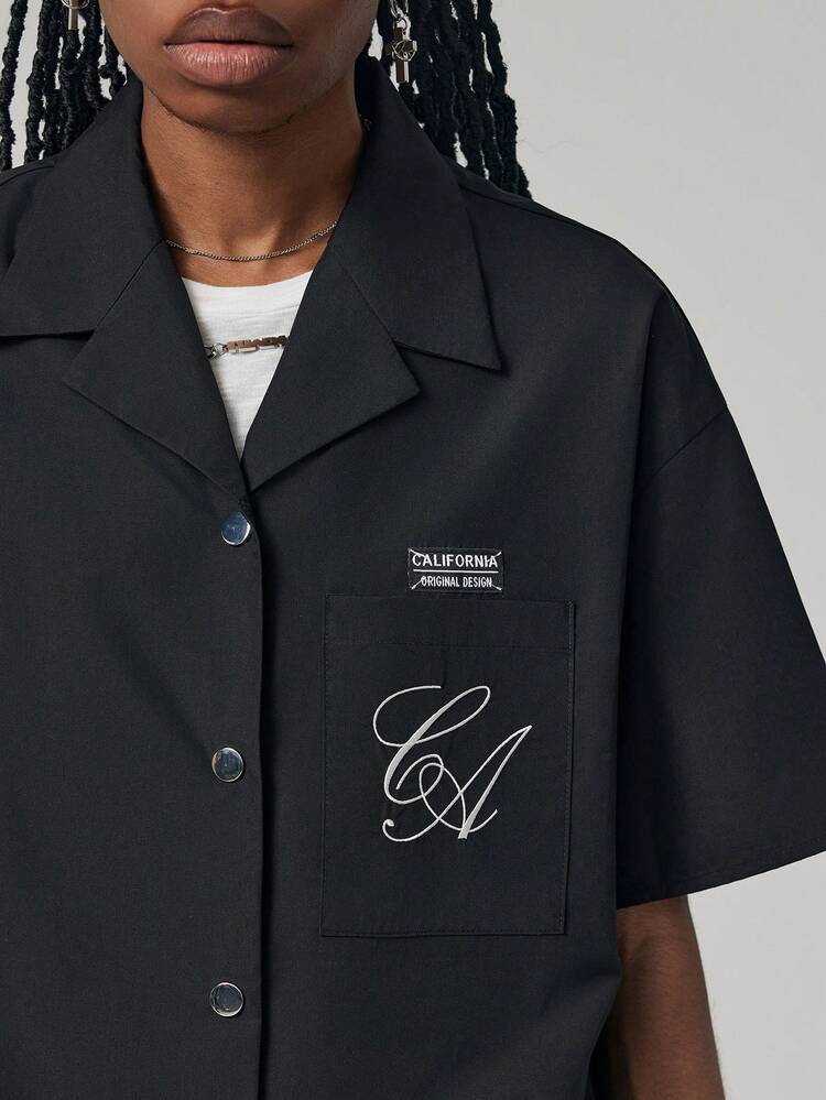 Fashionable Street Style Alphabet Logo Embroidered Shirt, Suitable For Spring And Summer Outfits