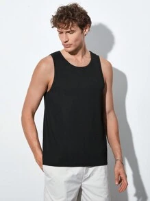 GENTILAND Men Solid Color Knitted Casual Tank Top For Summer