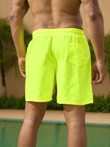 Manfinity Swimmode Quần bơi dây rút đơn giản màu trơn cho nam - Màu xanh chanh - Xem 2