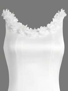 Women White Hollow Out Long Tank Dress For Family Matching Outfits (2 Pieces Sold Separately) - White - View 12