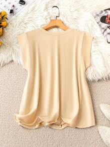 SHEIN LUNE Women Plus Size Fashion Solid Color Daily Basic Tee For Work And Casual