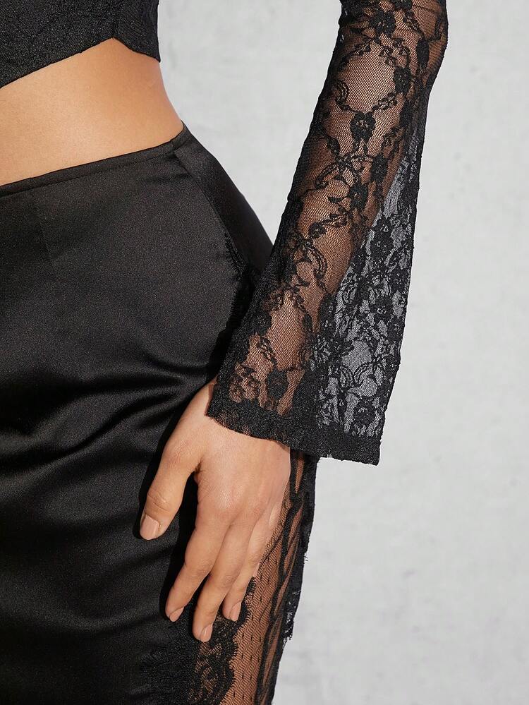 Cut Out Front Lace Shrug Strap Bustier Crop Sexy Top