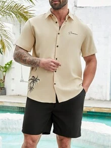 Manfinity RSRT Men's Plus Size Coconut Tree Printed Holiday Shirt And Shorts Set - Multicolor - View 4