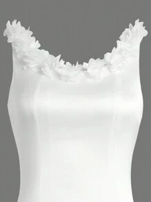 少女白色镂空无袖吊带连衣裙家庭装（2 件单独出售）