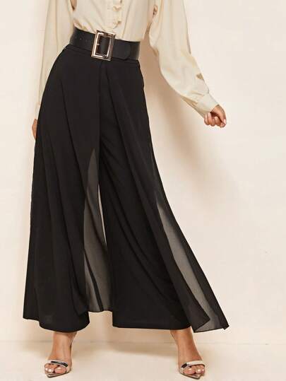 【EEUN】VV slit skirt pants Lu's Chic Women's High Slit Maxi Denim Skirt Washed Summer