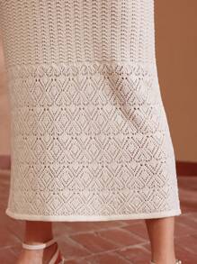 MOTF PREMIUM POINTELLE KNIT SOLID SKIRT - White - View 8