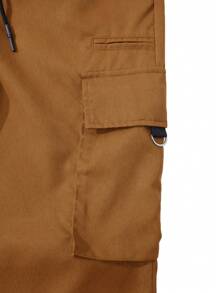 Manfinity Homme Men Plain Simple Daily Pocket Trousers Cargo Pants - Coffee Brown - View 3
