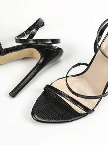 Jin Bei Qi Women's Strap Round Toe Stiletto High Heel Sandals, Sexy, Fashionable, Elegant For Party And Events, Comfortable Gold High Heels - Black - View 5