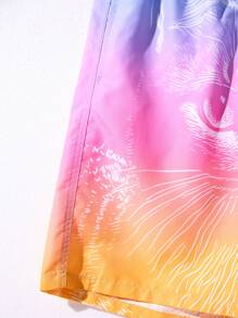 Manfinity KASUA Men's Cat Printed Drawstring Waist Loose Beach Shorts For Vacation - Multicolor - View 4