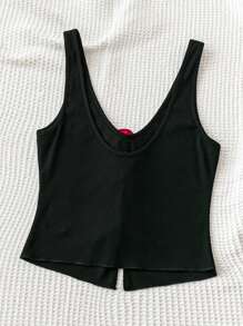 Soleia WYWH 女士度假风格红色 3D 玫瑰装饰镂空露脐波西米亚风夏季音乐节服装 - 黑色吊带背心