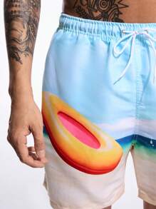 Surfspeed Men Minimalist Print Beach Shorts With Vacation Vibes - Multicolor - View 7