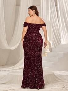 Faeriesty Curve Off-The-Shoulder Elegant Mermaid Plus Size Evening Gown With High Slit For Formal Events|Perfect For Galas, Award Ceremonies, Weddings, Charity Balls, And Red Carpet Events