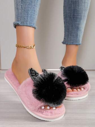 Unisex Slippers Suitable For All Seasons, Couples Spring Autumn Indoor Slippers With Anti-Slip Soft Sole, Perfect For Wooden Floor,Furry Shoes