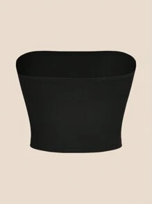 SHEIN Essnce 4入組/套休閒純色無肩帶修身上衣，夏季女式百搭打底襯衫 - 彩色 - 查看 3
