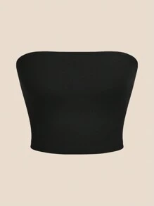 SHEIN Essnce 4入組/套休閒純色無肩帶修身上衣，夏季女式百搭打底襯衫 - 彩色 - 查看 4