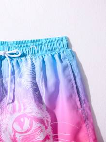 Manfinity KASUA Men's Cat Printed Drawstring Waist Loose Beach Shorts For Vacation - Multicolor - View 6