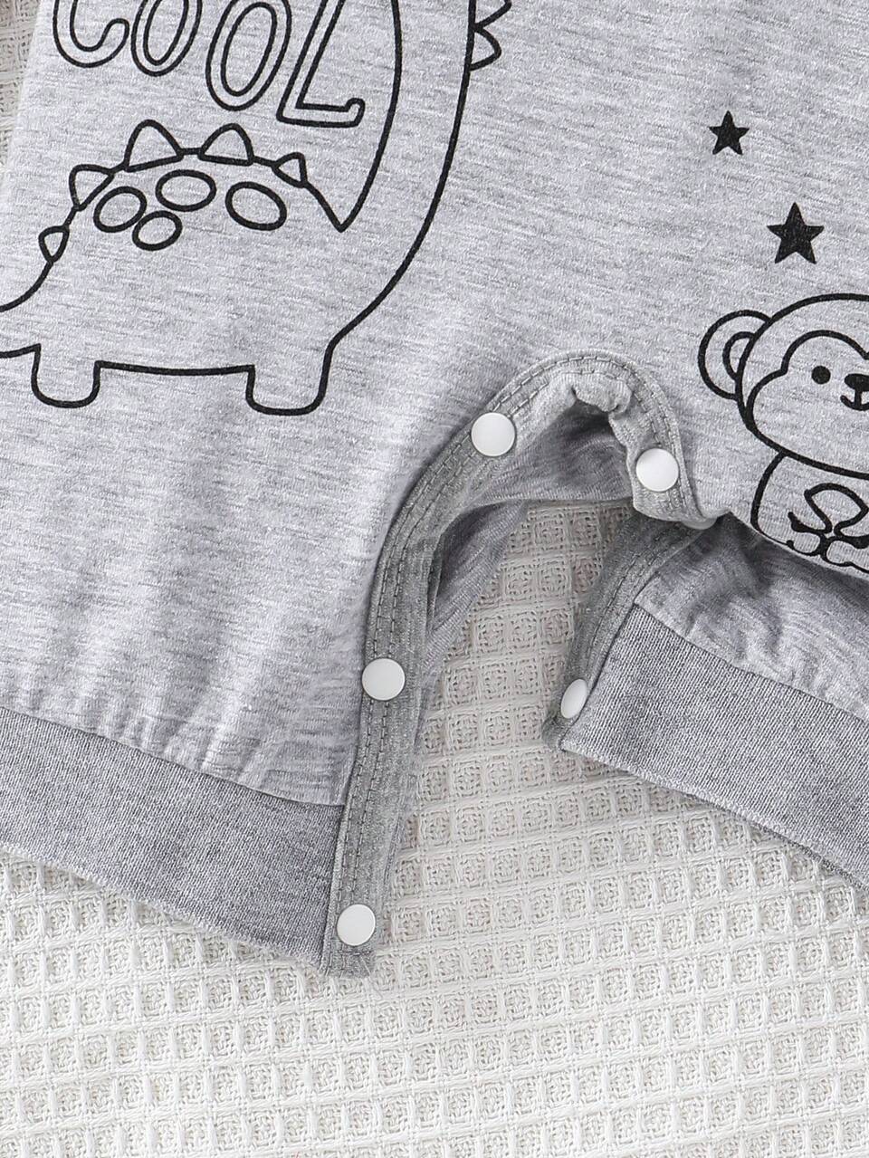 Baby Boy Summer Casual Cute Animal Slogan Pattern Short Sleeve Romper