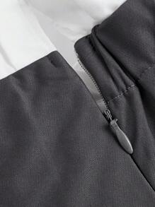 SHEIN MOD Women's Summer Contrast Color Double Layer Gray Mini Skirt,Women Bottoms - Grey - View 4