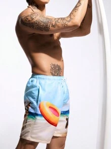 Surfspeed Men Minimalist Print Beach Shorts With Vacation Vibes - Multicolor - View 4