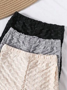Baby Girl Spring/Summer Casual Solid Color Textured Bottoms - Multicolor - View 3