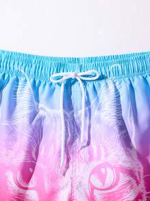 Manfinity KASUA Men's Cat Printed Drawstring Waist Loose Beach Shorts For Vacation - Multicolor - View 3