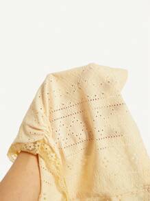 SHEIN EZwear Mesh Embroidery & Lace Splice Camisole Top - Yellow - View 6