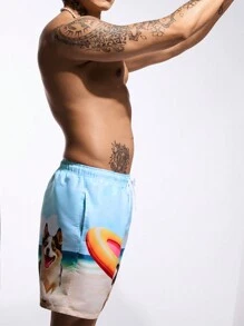 Surfspeed Men Minimalist Print Beach Shorts With Vacation Vibes - Multicolor - View 3