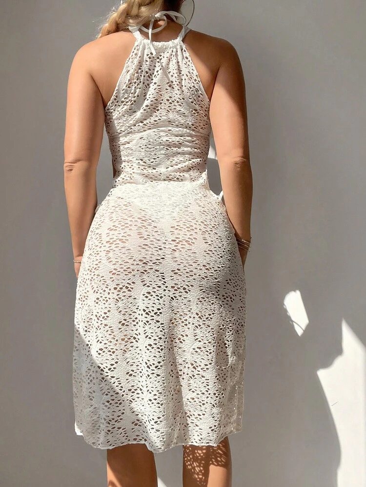 Women Halter Triangle Cup Bikini Set With Beach Cover-Up For Summer Vacation,Summer Beach