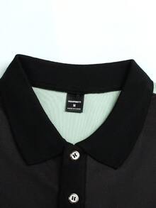 Manfinity Homme 男士夏季騎士印花條紋短袖休閒Polo衫 - 綠色 - 查看 5
