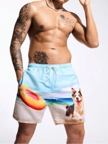 Surfspeed Men Minimalist Print Beach Shorts With Vacation Vibes - Multicolor - View 1