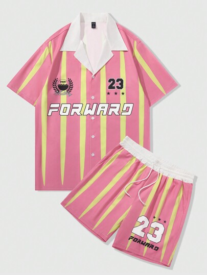 Street Life Herren Sommer Zweiteiliges Shirt-Set im Urlaubsstil