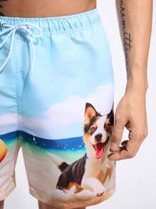 Surfspeed Men Minimalist Print Beach Shorts With Vacation Vibes - Multicolor - View 5