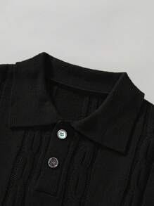 Manfinity Homme Men Spring/Summer Casual Solid Color Short Sleeve Knitwear - Black - View 4