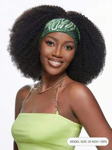 Afro Kinky Curly Headband Wigs Human Hair Wear&Go Jerry Curly Human Hair Wig With Head Band Machine Made For Woman Affordable Natural Black Color - SNatural - View 2