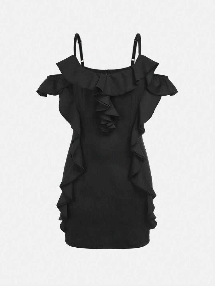 Teen Girl Lace Trimmed Solid Color Simple Style Sundress