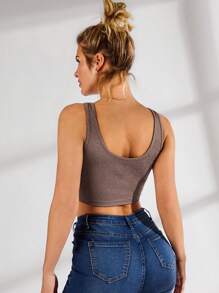 VARSITIE Sports Summer  Yoga Basic Chest Cup  With TANK TOP - Coffee Brown - View 8