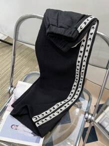 SHEIN 少年男童寬鬆休閒條紋直筒褲 - 黑色 - 查看 3