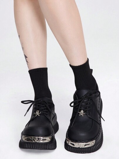 Goth Damen Keilabsatz- & Plateau Schuhe mit Schwammkuchen Sohle für den Herbst