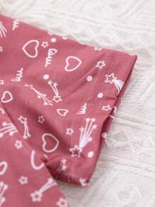 SHEIN Playful Pals 女婴5件套短袖趣味印花连体衣套装，适合日常休闲穿着，春夏款