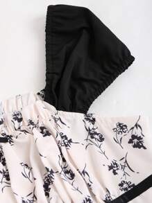 SHEIN Unity Mujeres camisa llena de pliegues con estampado y parche de arco, fashion diario para primavera y verano - Multicolor - Ver 4