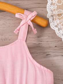 SHEIN Vintaside Kids Young Girl Fresh Color Block Cute Summer Suspender Dress