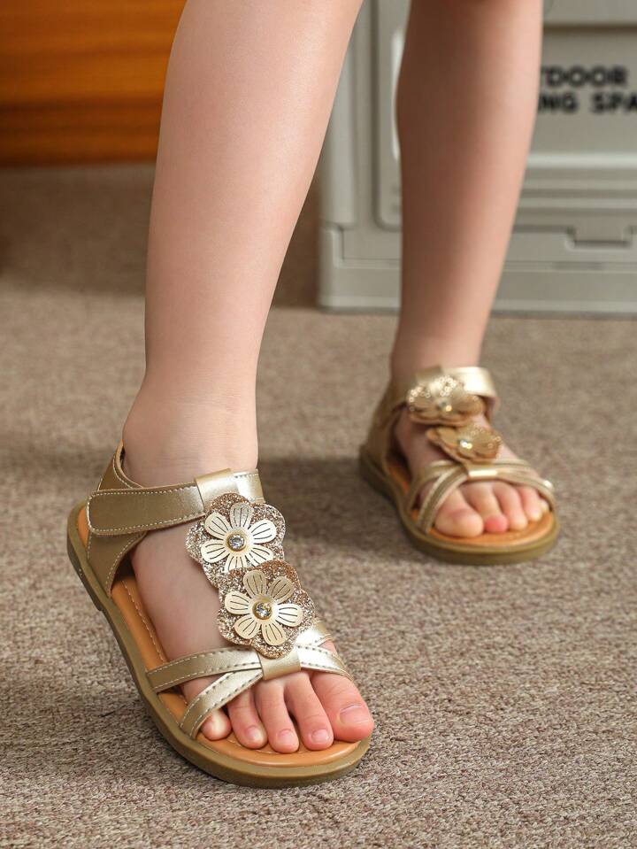 Little girls gold sandals top