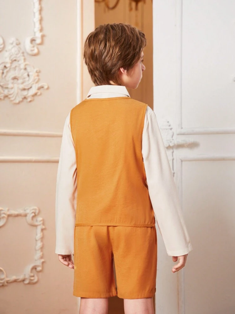 Tween Boy Fashionable Solid Color Gentleman Clothes