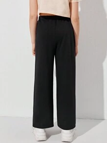 SHEIN Tween Girl Patch Detail Wide Leg Pants