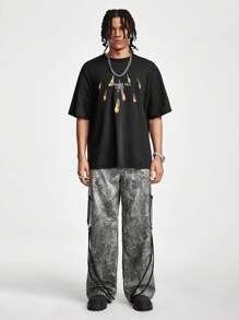 Manfinity VCAY Men Casual Snake Pattern Printed Multi-Pocket Cargo Pants