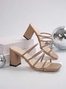 New Arrival Fashionable Square-Toe High Heel Sandals, Versatile Style - Brown - View 7