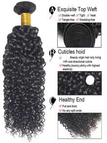 4pcs Kinky Curly Virgin Human Hair Bundles Hair Extensions Weave Bundles 8-30inch Top Quality for Women - Natural Black - View 7