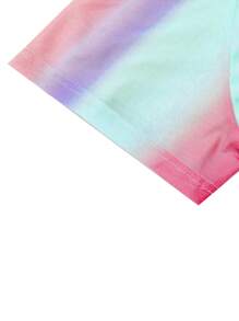 Calvaya Atuendo casual de 2 piezas para mujeres de talla grande en verano con camiseta de manga corta con nudo retorcido y pantalones cortos degradados